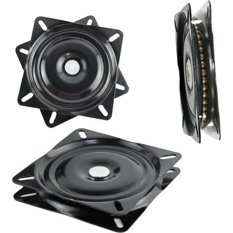 Plato Giratorio con Rodamiento Cuadrado, 16 cm, Base Giratoria, para Muebles, Sofá, TV y Taburete de Bar, Negro