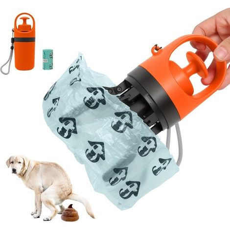 Recogedor de excrementos de perro, Recogedor de excrementos portátil, Limpieza higiénica, No te ensuciarás las manos, Color naranja (1/5)