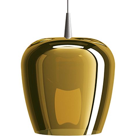 Zafferano Lampada a sospensione Bilia 230V LED 8W in vetro borosilicato soffiato finitura Oro Antico, design a campana con diametro 27 cm, CRI 90