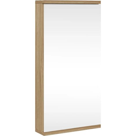 Armoire de salle de bain à miroir d'angle 30 x 24 x 60 cm rangement pratique design épuré en bois d'ingénierie chêne (1/5)