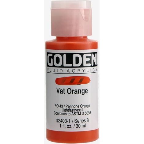 Peinture Acrylique Liquide - GOLDEN - Vat Orange - 30ml - Haute Résistance - Flexibilité