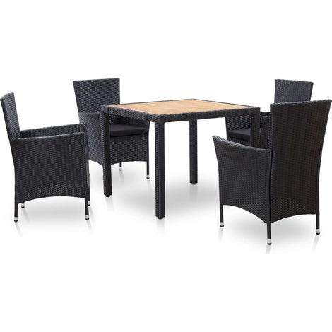 Lot de 5 Ensemble à dîner de jardin,Meubles Mobilier à dîner et coussins Résine tressée Noir -71334 (1/5)