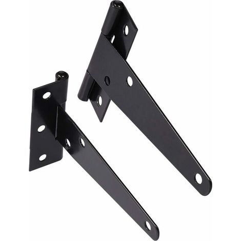 royaluxe -10 Pcs Charnière en T Robuste Noir Antirouille avec Vis de Charnière de Porte, Charnière de Portail en Bois de Jardin, Charnière de Porte Extérie Durable, DIY Hangar Porte, Fenêtre, Gara (1/5)