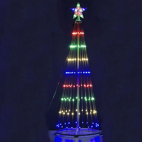 Albero di Natale cm 150 Multicolore alimentato con pannello solare o corrente con 170 Luci Micro LED esterno o interno (1/4)