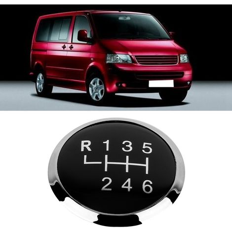 6-Gang-Schalthebel für VW T5 T5.1 GP (2003–2011), Schaltknauf mit Emblem, Schutzleiste, schwarz, für den Fahrzeuginnenraum (1/5)