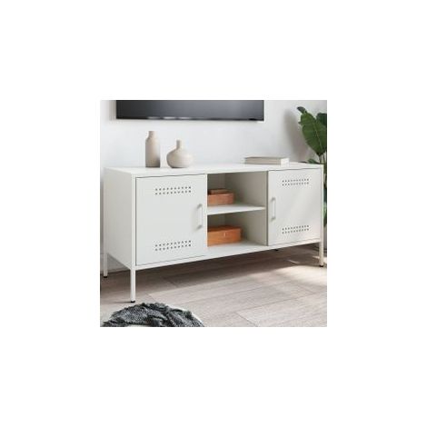 Meuble TV blanc 100,5x39x50,5 acier (1/5)