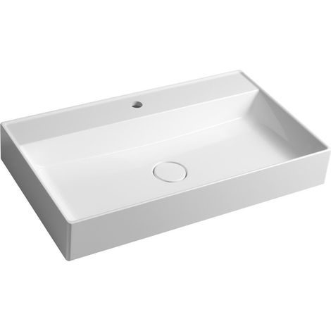 Sapho - Lavabo 80x47 cm, sans trop-plein, trou pour robinetterie, blanc TW080 (1/4)