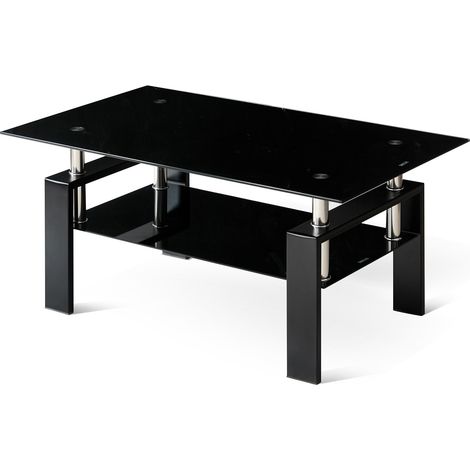 Schwarzer Couchtisch aus Hartglas 100 x 60 x 44 cm MODENUIT (1/4)