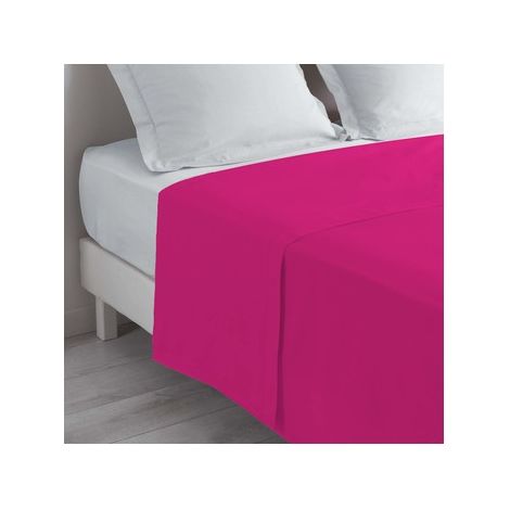 Drap plat 1 personne Lina point bourdon - 57 fils - 180 x 290 cm - Bois de rose - Livraison gratuite (1/3)