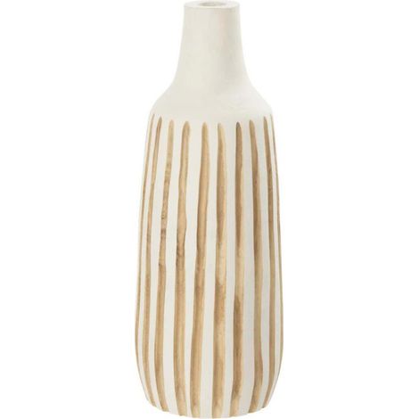 Vase Design en Bois "Ying" 45cm Blanc & Naturel (1/3)