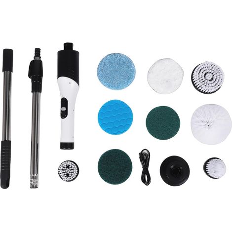 Kit di spazzola elettrica portatile, spazzola per la pulizia con certificazione IP65, pratica per le pulizie domestiche (9 testine) (1/5)