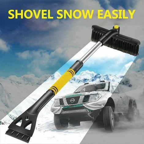 Grattoir À Glace - Brosse À Neige Rétractable - Pour Pare-Brise Voiture - Tête Double Face - Manche Télescopique En Métal - 640 Mm Rétracté (1/4)