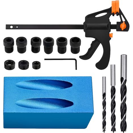 Jeu de forets à chanfreiner QttvbTna, adaptateur pour perçage 6/8/10 mm, bleu/noir, 68x38x17 mm (1/5)