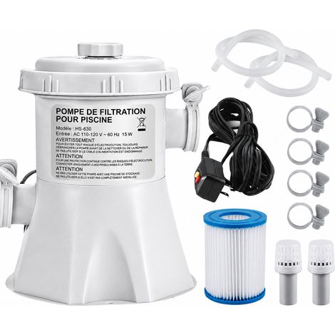Pompe de filtration pour piscine hors-sol 300 gal/h 15W spécification britannique 300gal 160 195mm 6000l 18 × 18 × 20 cm 1,38 kg – Livraison gratuite