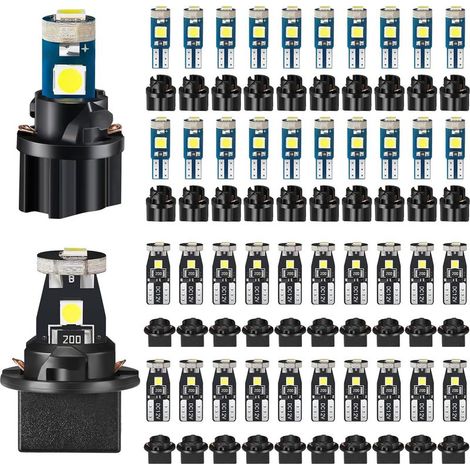 Lot de 40 ampoules LED T5 T10 pour tableau de bord, avec douille rotative, pour éclairage intérieur de voiture, indicateur de tableau de bord, dôme de carte (1/5)