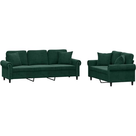 Maison Exclusive - Set di Divani 2 pz con Cuscini Verde Scuro in Velluto
