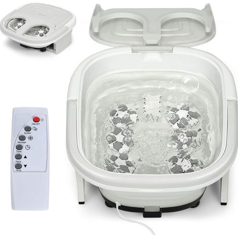 COSTWAY Appareil de Balnéothérapie, Thalasso Pieds avec Mise à Température de l'Eau, Cuve Repliable, Thalasso Peds Portable avec Télécommande (Gris) (1/5)