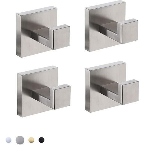 4er-Set Handtuchhaken für Bad, Küche, Schlafzimmer, Hotel, modernes Design, einfache Montage, gebürstete Oberfläche (1/5)