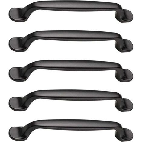 5 Pièces Poignée Meuble Noires, Poignée Entraxe 128mm,Poignée De Meuble En Alliage Aluminium, Pour Meuble, Tiroir, Armoire, Commode, Placard De Cuisine Et Chambre (1/4)