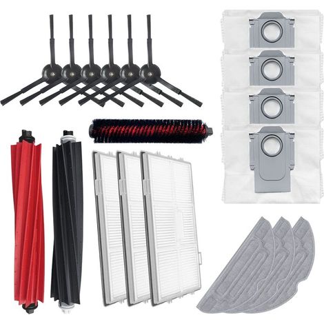 Kit d'accessoires et de pièces de rechange compatible avec l'aspirateur robot Roborock S8, S8+ et S8 Pro Ultra : 1 brosse principale, 4 filtres HEPA, 6 brosses latérales, 4 lingettes de nettoyage (1/5)