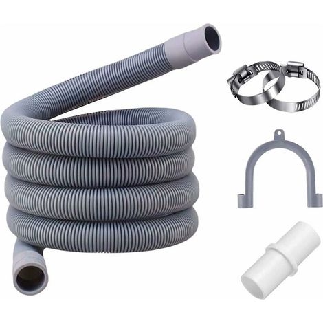 Tuyau d'évacuation, 1.5 m, 3/4", y compris support et colliers de serrage, pour machine à laver et lave-vaisselle (1/4)