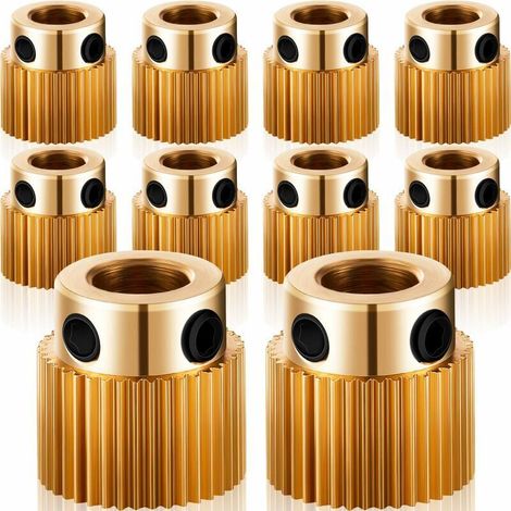 Roue d'Extrudeuse Pièces de l'Imprimante 3D Engrenage 40 Dents Roue d'Extrudeuse en Laiton Compatible avec CR-10, CR-10S, S4, S5, Ender 3, Ender 3 Pro (10) (1/4)