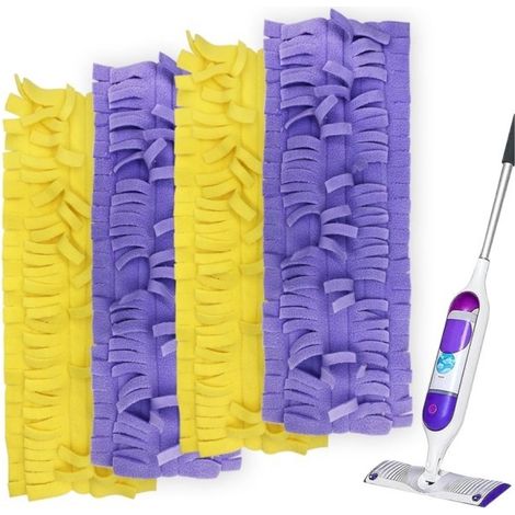 Recharges réutilisables pour balai Swiffer PowerMop multi-surfaces, lingettes de nettoyage lavables en microfibre (2 jaunes + 2 violettes)