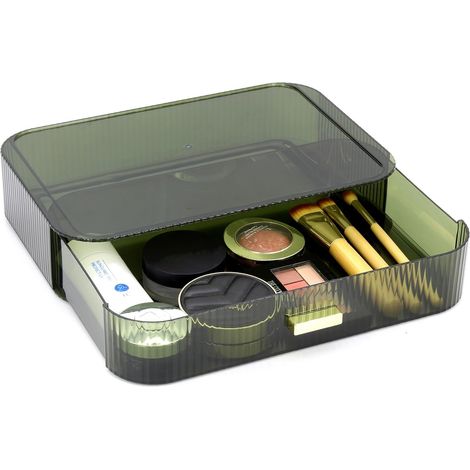 Stapelbare Schminkschublade, Kosmetik-Organizer, grün Spart Platz auf der Ablagefläche, ideal für Lippenstifte und Kosmetikartikel. Perfekt, um Badezimmer und Schminkbereich ordentlich zu halten. (1/5)
