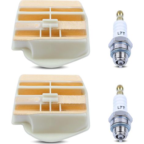 Filtre à air et bougie pour tronçonneuses Husqvarna 445, 450 et séries, AUMEL 2 filtres à air et 2 bougies paquet double kit de pièces de rechange accessoires 4 en 1 (1/5)