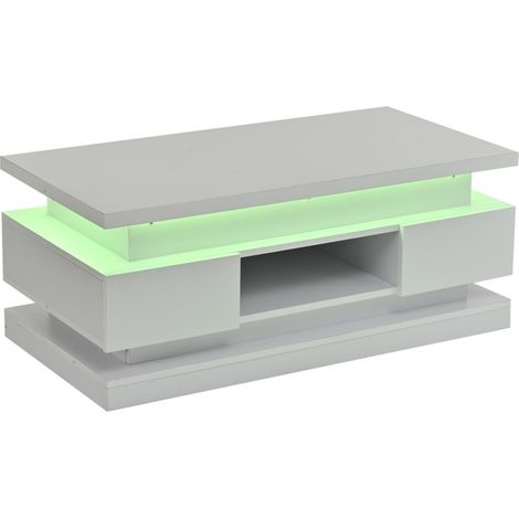 Mesa de centro elevable 100x50x40 cm con 2 cajones LED blanca de aglomerado (1/5)