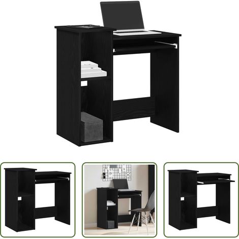 vidaXL Bureau noir - Bureau avec étagères noir 84x40x78 cm bois d'ingénierie (1/5)