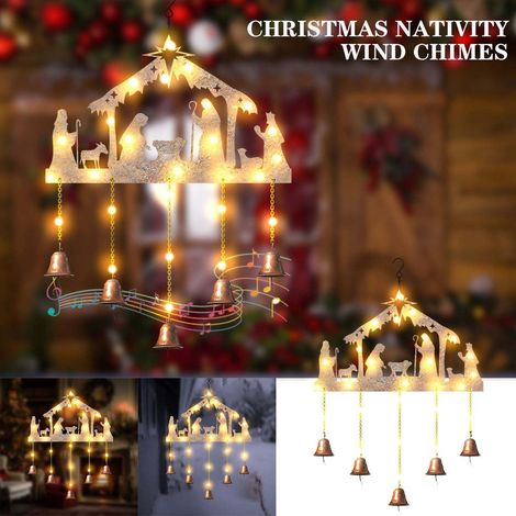 Mobile À Vent De La Nativité - En Fer - Pour Intérieur Et Extérieur - 30 X 50 Cm - Décoration Festive Noël Action De Grâce Nouvel An (1/5)