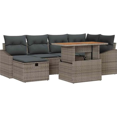 Garden Sofa Set 7 pcs Grey Poly Rattan vidaXL (1/5)
