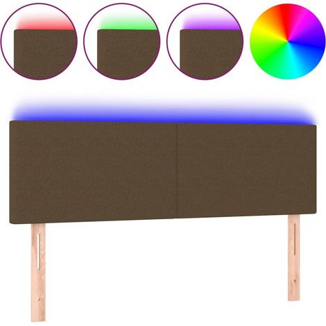 Testiera Testata del letto a LED Marrone Scuro 144x5x78/88 cm in Tessuto (1/5)
