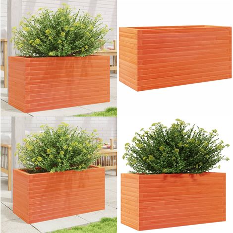 Pflanzkübel Wachsbraun 90x40x45,5 cm Massivholz Kiefer - Holzpflanze - Holzhintergrund - Gartendekoration - Blumenträger - Pflanzkübel Massivt - Home & Living (1/5)