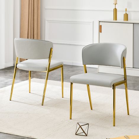 2er Set Moderne Esszimmerstühle mit Metallgestell, gepolsterter Sitz und Rückenlehne – Stabiler (1/5)