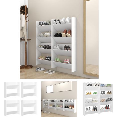 Schuh-Organizer - vidaXL Wand-Schuhschränke 4 Stk. Weiß 60x18x60 cm Holzwerkstoff - Holzwerkstoff (1/5)