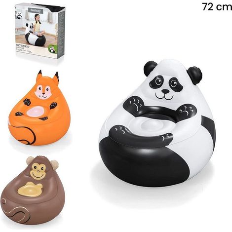 TRADE SHOP - Poltroncina Poltrona Gonfiabile Design Animali Panda Scimmia Volpe 72 Cm 75116 - (1/5)