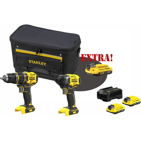 Kit Trapano Avvitatore con percussione Brushless a batteria 18V V20 SFMCD721B + Avvitatore ad impulsi a batteria 18V V20 SFMCF810B + Set energia + EXTRA OMAGGI FATMAXB. STANLEYB.