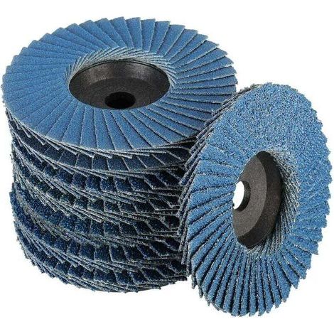 Set di 8 dischi abrasivi lamellari, 76 mm x 10 mm, grana 40/60/80/120, per metallo, acciaio e legno, blu. (1/4)