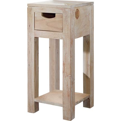 tavolo d'appoggio in legno di Acacia 29x29x65 pietra bianca sbiancato NATURE WHITE 31