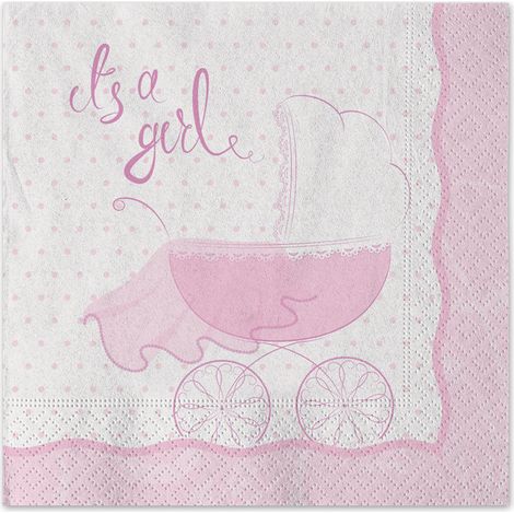 Big Party Tovaglioli Carta It's a Girl 33 x 33 Cm Cf 20 Pz Rosa