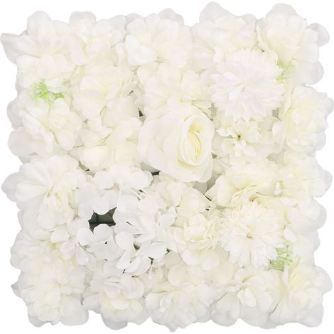 Panier mural fleurs soie 15 x 15 pouces, décoration mariage et scène, blanc, fête, murale, à poser sur un meuble (1/5)
