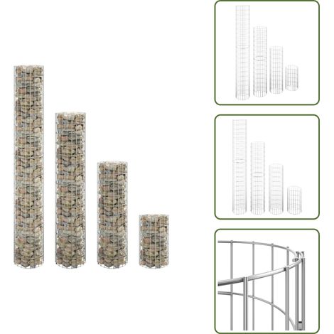 Lits surélevés à gabion circulaires 4 pcs Ø30x50/100/150/200 cm - Lit Surélevé - Gabion - Jardinière - Décoration Extérieur - Jardin (1/5)