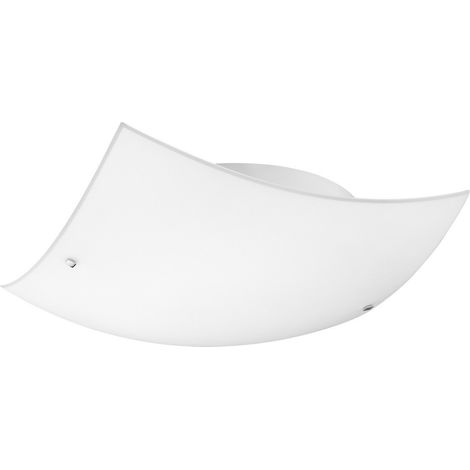 Merano Delta 40cm Plafonnier Encastré Verre Blanc Satiné Métal Chromé LED E27