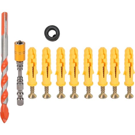 Foret à percussion 8mm pour mur, kit de perçage avec embout tournevis hexagonal magnétique, outil de quincaillerie