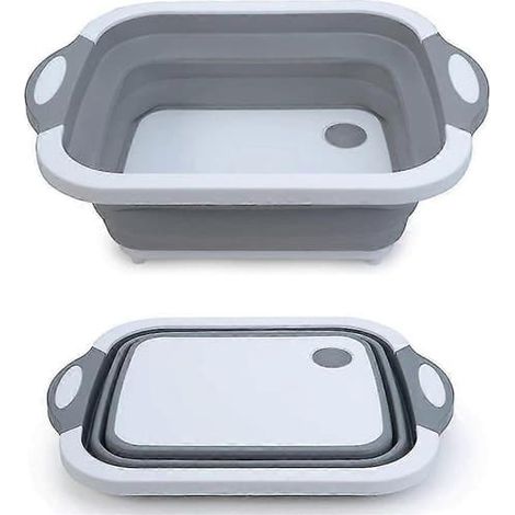 Ecleanfy - Planche à découper pliable et portable avec passoire, panier à légumes pliable pour évier, organisateur de rangement pliable (1/5)