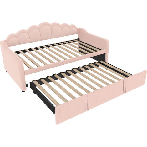 Ausziehbares Tagesbett aus Samt mit LED, 90x200 cm (180x200 cm), Rosa (1/5)