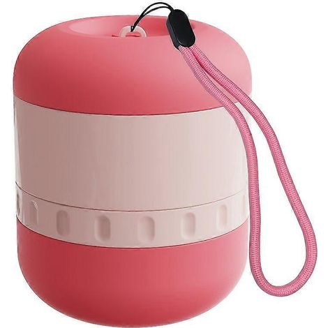 Comedero portátil para mascotas con botella de agua y recipiente para comida colgantes, dispensador ligero para viajes, tapa ABS a prueba de fugas, 1 unidad para paseos y acampadas. (1/5)