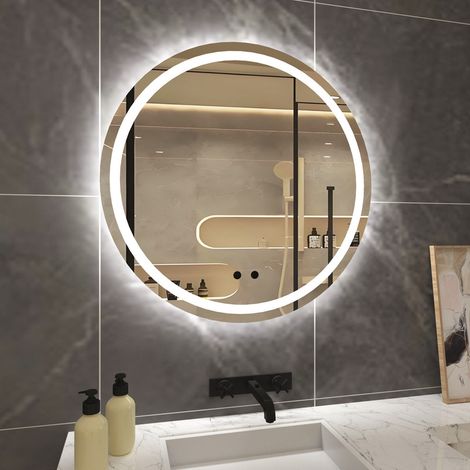 T&K Round Illuminated Bathroom LED Mirror With Demister Touch Sensor Anti-fog 60x60cm (1/5)